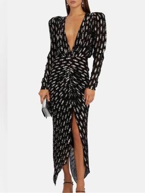 Ronny Kobo Astrid Fil Coup black silver dress